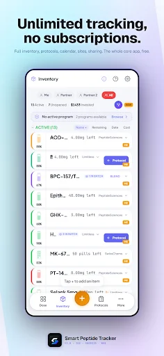 Smart Peptide Tracker ڈاؤن لوڈ کریں – پیپٹائڈ ٹریکنگ ایپ - Screenshot 2