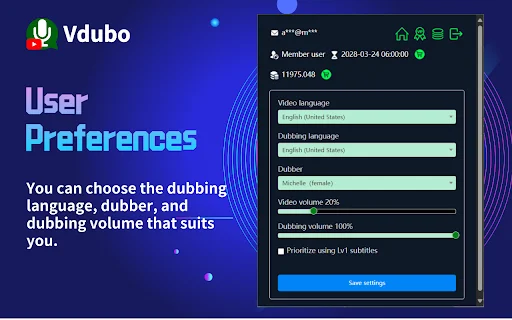 Vdubo ڈاؤن لوڈ کریں – یوٹیوب ویڈیوز کے لیے AI وائس اوور اور سب ٹائٹلز - Screenshot 4