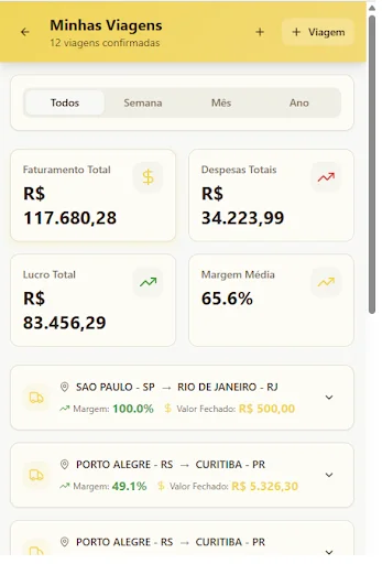 Zé Boléia ڈاؤن لوڈ کریں – فریٹ کیلکولیشن اور ٹرپ کنٹرول ایپ - Screenshot 1