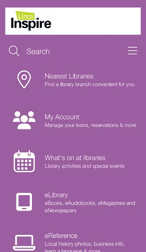 Lincs Inspire Libraries ایپ ڈاؤن لوڈ کریں – ڈیجیٹل لائبریری تک رسائی - Screenshot 1