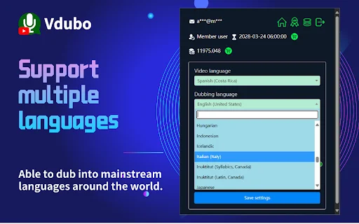 Vdubo ڈاؤن لوڈ کریں – یوٹیوب ویڈیوز کے لیے AI وائس اوور اور سب ٹائٹلز - Screenshot 2