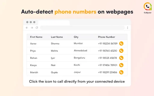 Quick Call by Callyzer ڈاؤن لوڈ کریں – براہ راست براؤزر سے کال کریں - Screenshot 1