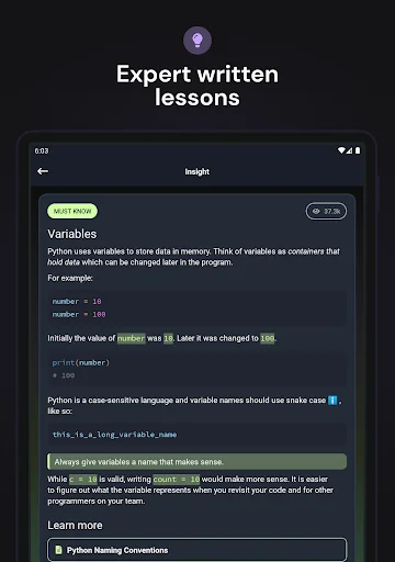 Enki: کوڈنگ سیکھنے کے لیے بہترین ایپ – Python اور Lua سیکھیں - Screenshot 15