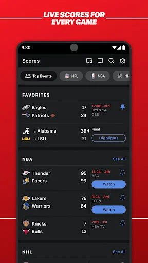 ESPN ایپ ڈاؤن لوڈ کریں – کھیلوں کے تازہ ترین اسکورز اور لائیو اپ ڈیٹس حاصل کریں - Screenshot 8